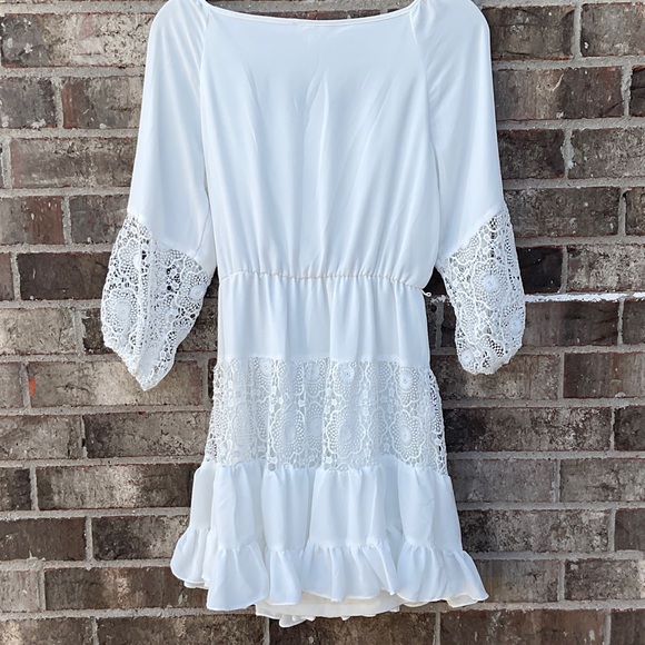 White Lace Boho Peasant Dress - Picture 11 of 11